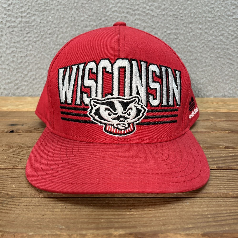 Wisconsin Badgers Hat‎ Adult Red Snapback Cap Adidas NCAA College Sports Big 10